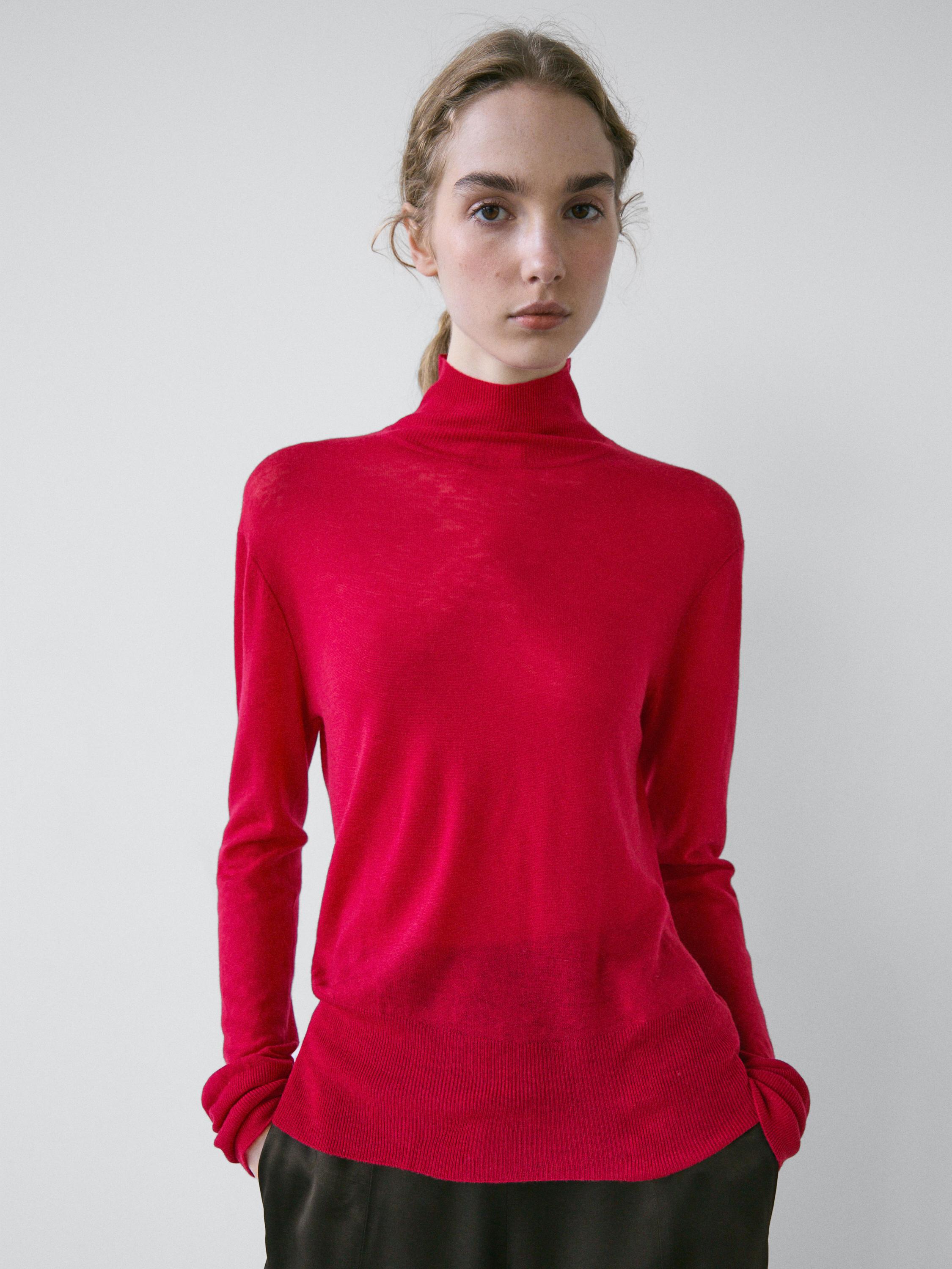 Knit 100% wool mock turtleneck sweater - STUDIO